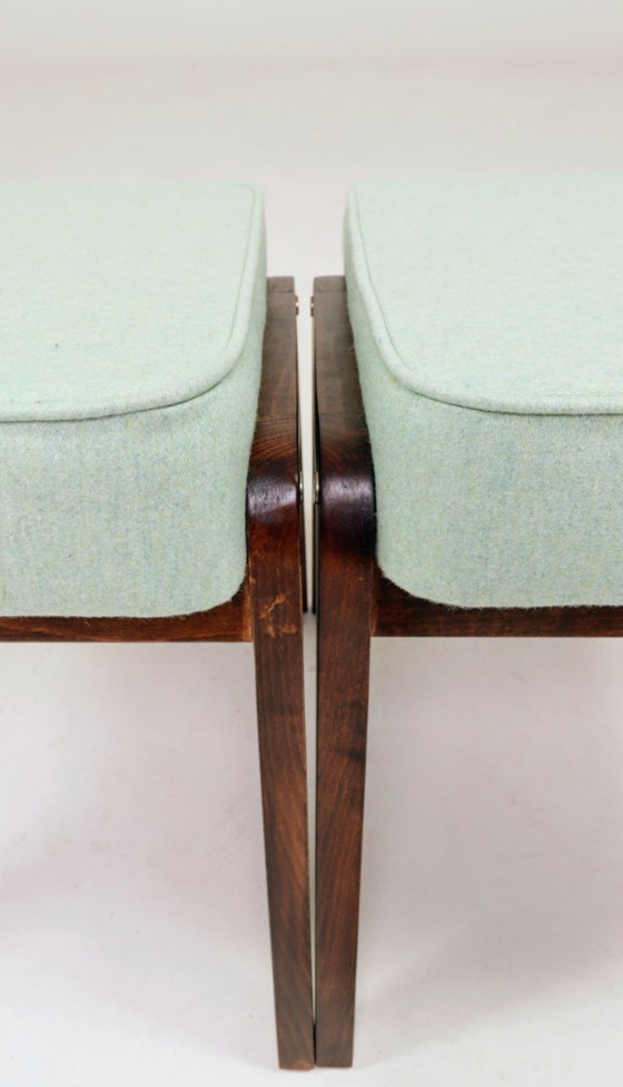 Image 1 of Mid century kids footrest stools pistachio green wool