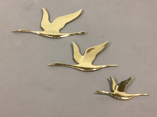 Vintage brass wall decoration geese ducks seventies