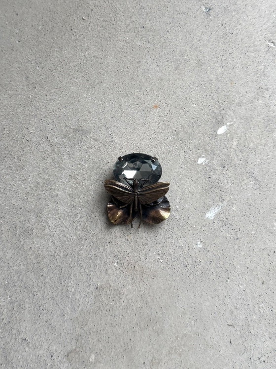 Image 1 of Ermani Bulatti bronze dragonfly clip on earring - Art Nouveau style