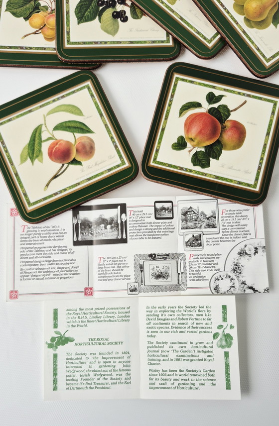 Image 1 of Pimpernel 6 x Coasters Hooker Fruits Very Rare