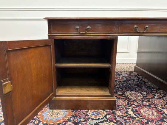 Grande Scrivania Partner Inglese Antica – Scrivanie, Leather, Wood (photo 17 of 22)