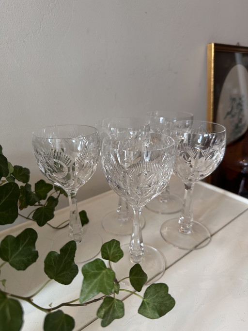 Set of 5 crystal wine glasses 1970s