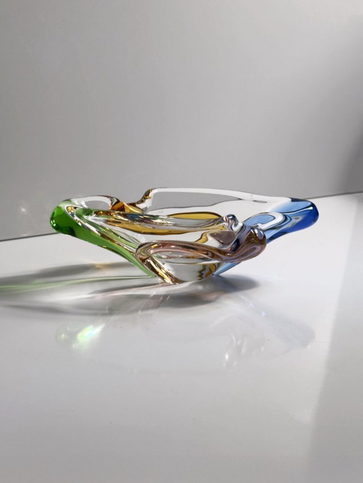 Vintage Czech Glass Bowl František Zemek Model Rhapsody Sklo Union Swirl 50s Mid Century CZ