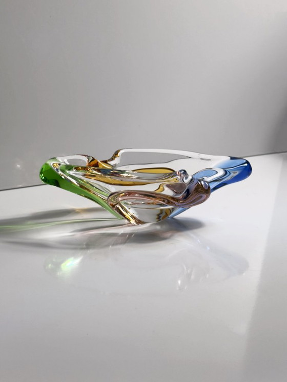 Image 1 of Ciotola in vetro ceco vintage František Zemek modello Rhapsody Sklo Union Swirl anni '50 metà secolo CZ