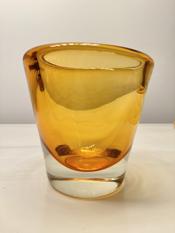 Image 1 of Golden Amber Murano Sommerso Tray / Vase