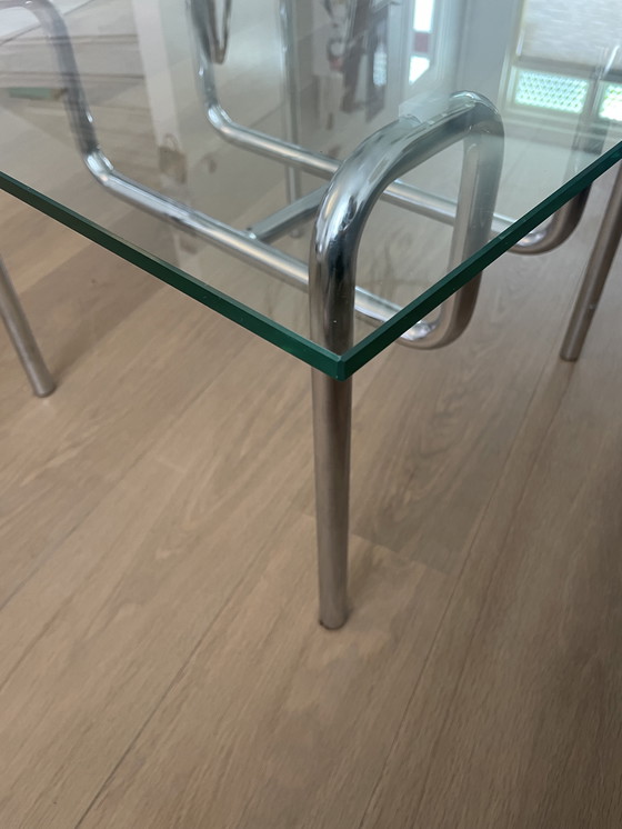 Image 1 of Tavolino da caffè di design cromato con vetro
