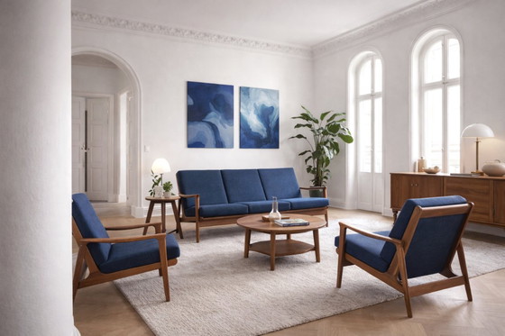 Image 1 of Vintage mid-century Australische moderne teakhouten bank en fauteuils van Parker Furniture, jaren 1950, set van 3