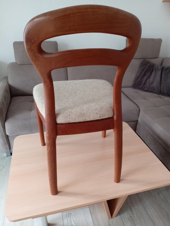Image 1 of 2x Teak Chair J. L. Moeller Upholstered Chair Møller 70s Danish Design Niels Otto Denmark