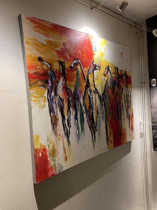Large colorful painting by artist Laura Pace