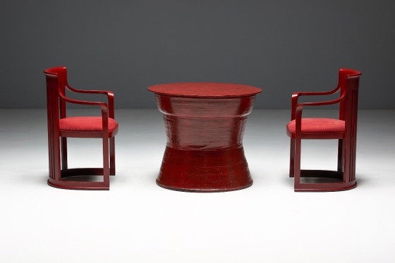 Image 1 of Japanese Dining Set in the Style of Frank Lloyd Wright, Belgium, 1940s