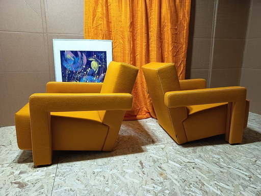 CASSINA Paar Utrecht 637 Sessel NEU 2026 in KVARD Senfwolle von Gerrit Rietveld