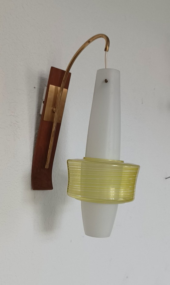 Lampe murale rare des années 1950 – Appliques murales, Glass, Wood (photo 5 of 7)