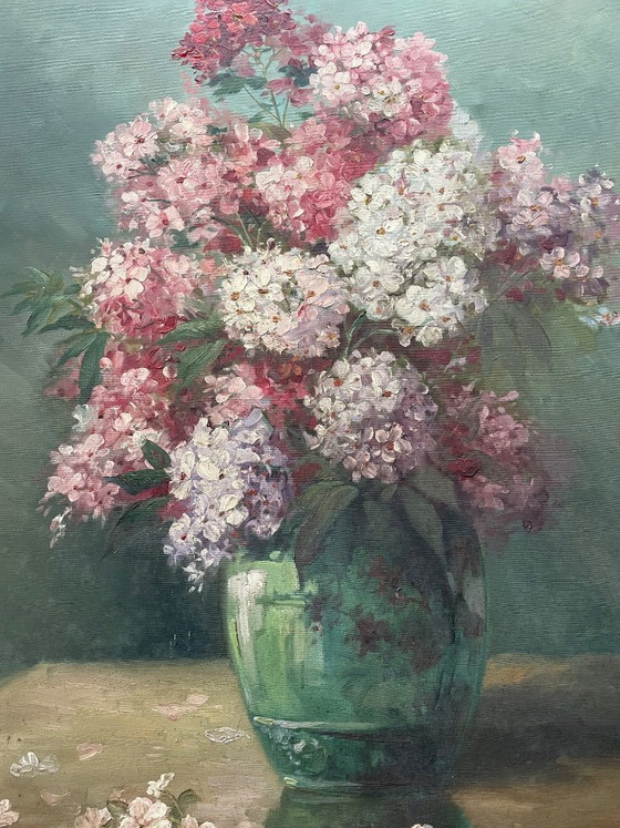 Image 1 of Large antique oil painting on canvas, signed (early 20th century)