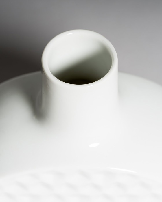 Image 1 of Architectural Pairing: Two White Porcelain Vases by Fürstenberg, West Germany, 1970s