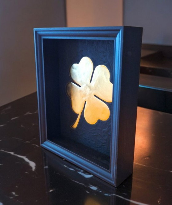Golden Clover | 23 Karat Blattgold | Limited Edition 01/50 |, MarsDeco, Rahmen, Holz, Andere, Modern (Foto 6 von 8)