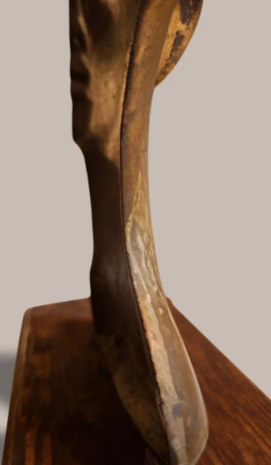 Image 1 of Vintage bronskleurig afrikaanse mannenbeeld