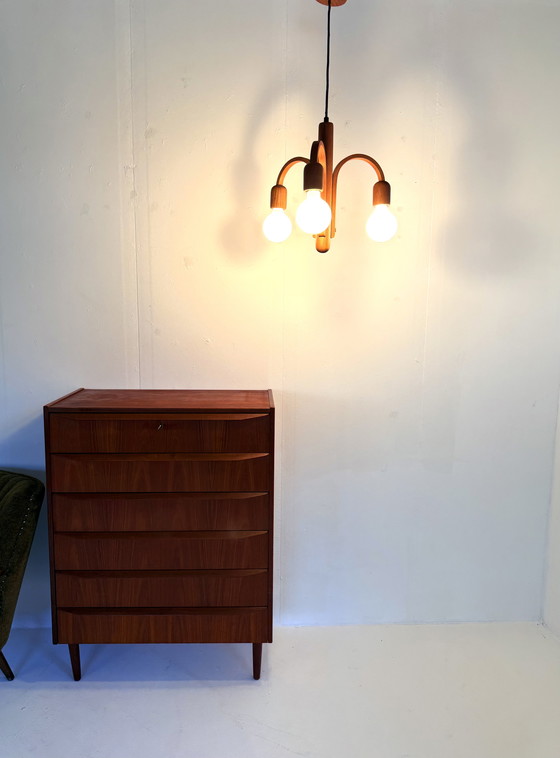 Image 1 of Lampada a sospensione vintage in teak 'Candela', Domus '80