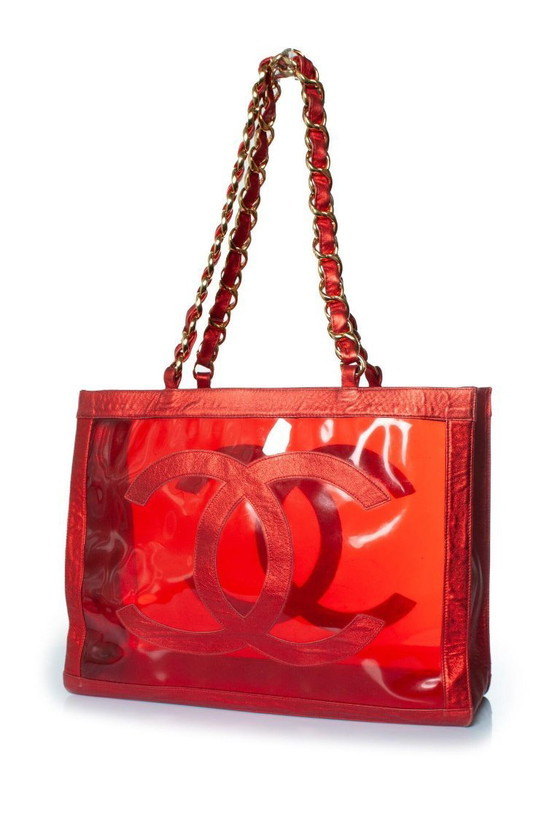 Image 1 of Chanel, Metallic Barbie Plexi Tote mit CC 1995