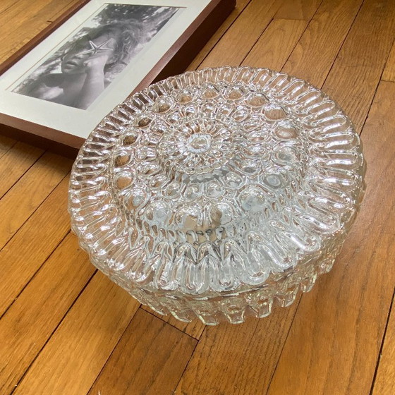 Image 1 of Lampada da parete/soffitto vintage in vetro trasparente rotondo