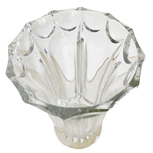 Vintage crystal vase art deco motif 1950's
