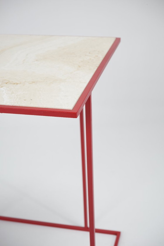 Image 1 of nest side table in travertine red