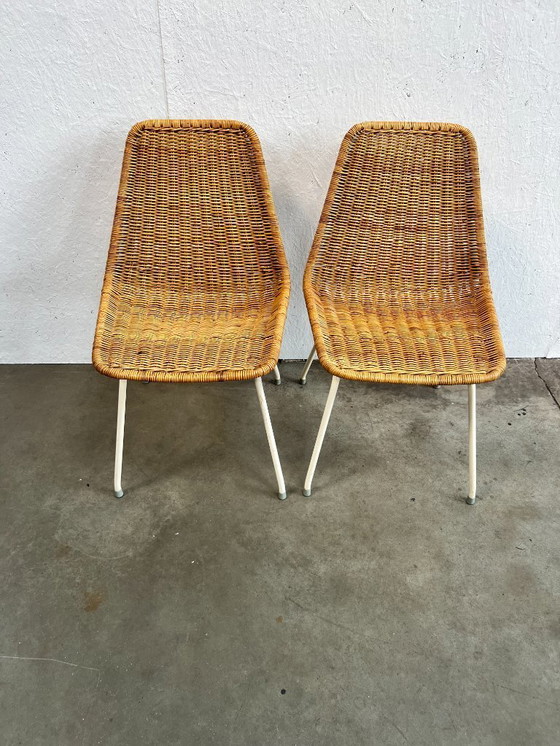 Image 1 of Tweetal vintage rotan stoelen, Dirk van Sliedregt, 1960's