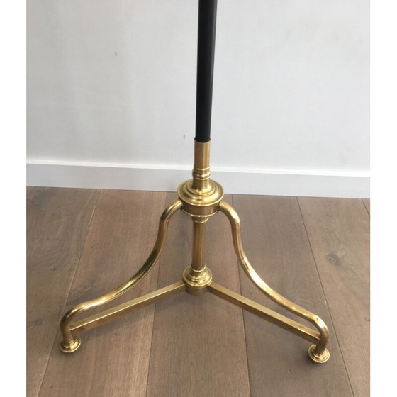 Image 1 of Vintage brass and black lacquered metal coat and hat rack, 1900