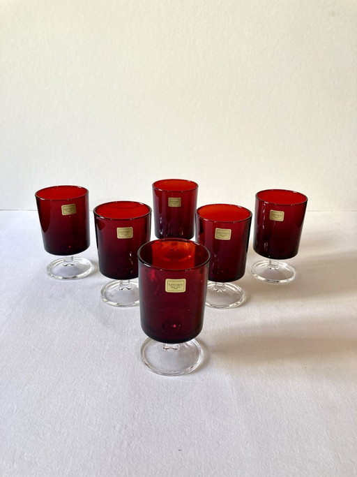 6 bicchieri Luminarc con stelo, modello n. 2, Svezia, con scatola originale.