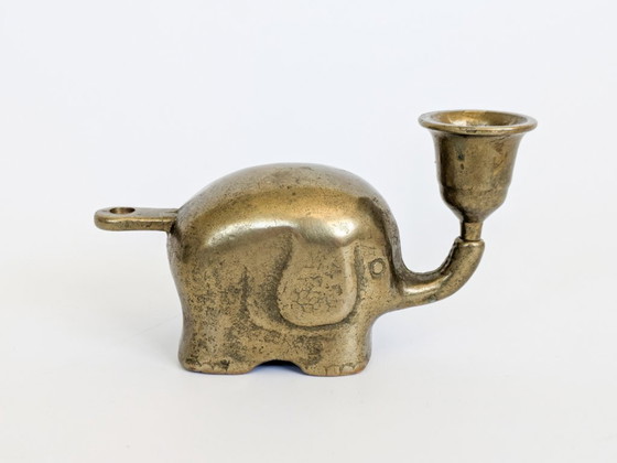 Vintage Haku messing olifant kaarsenhouder beeldje, midden van de 20e eeuw – Kandelaars en kaarsen, Brass (photo 2 of 13)