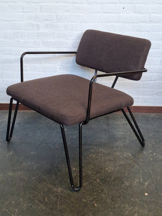 2x Retro Stühle, Sessel, Metall, Stoff, Schwarz (Foto 4 von 13)