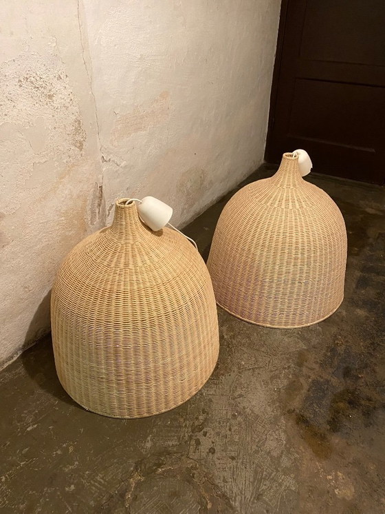 Image 1 of 2x lampes à suspension vintage IKEA Leran en osier