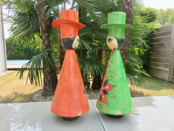 Image 1 of 2 large papier-mâché figures, Mexico, 1960s, signed Ricardo