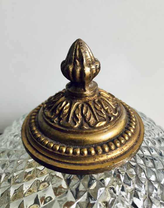 Image 1 of Lámpara de techo antigua de cristal y bronce de Maison L.GAU