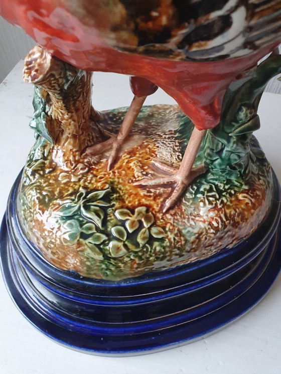 Image 1 of Impressionnante statue de faisan sur un socle - vers 1900-1940