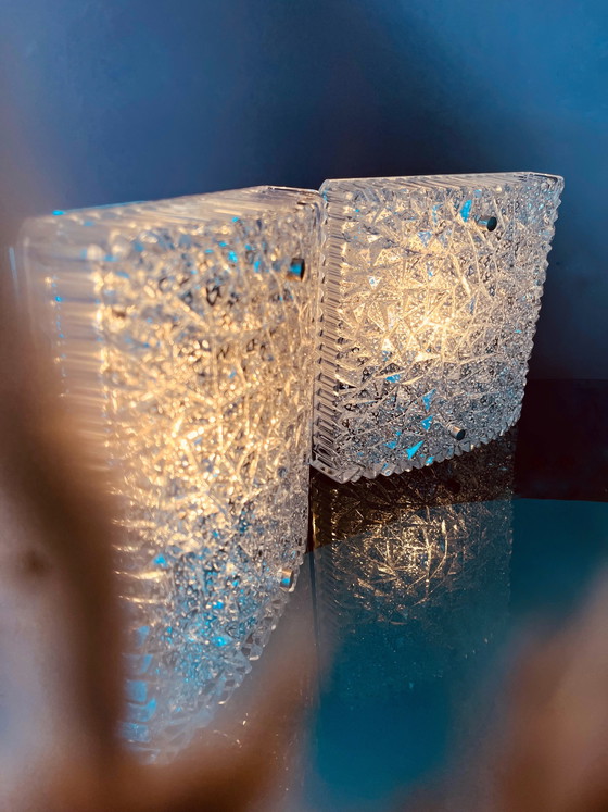 Image 1 of Set Hoffmeister Eisglas-Wandlampen