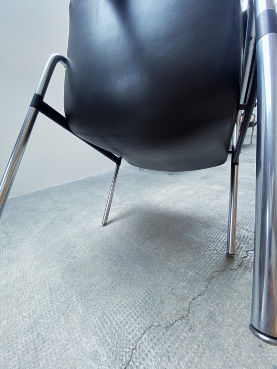 Image 1 of 4 sillas de conferencia de Jorgen Kastholm para Kusch &amp; Co., sillones de cuero y cromo negro, años 70