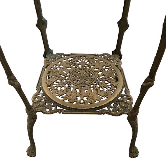 Image 1 of French Art Nouveau style brass plant stand 1960s/70s