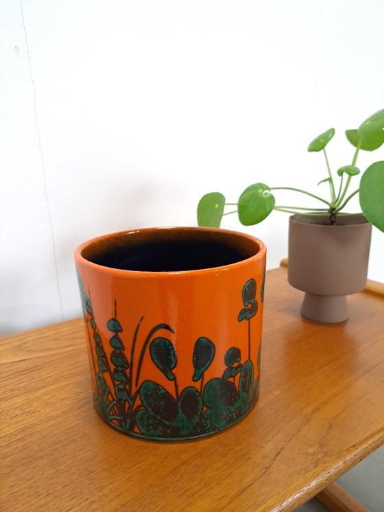 Image 1 of Pot de fleurs en céramique orange, Allemagne de l'Ouest, n° 4