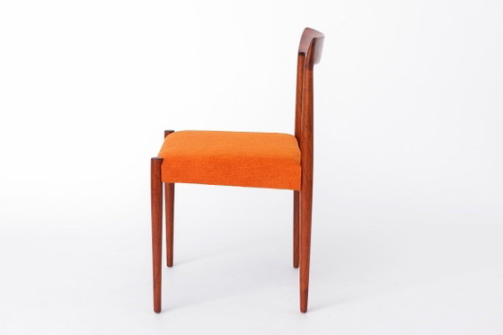 Image 1 of 1 of 2 Vintage Lübke Rosewood Dining Chair, 1960s German Mid Century Chair, Restored Wooden Chair, Orange Upholstered Seat