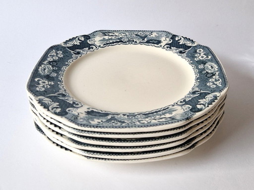 Société Céramique Maastricht - 6 Victoria plates - 21 cm