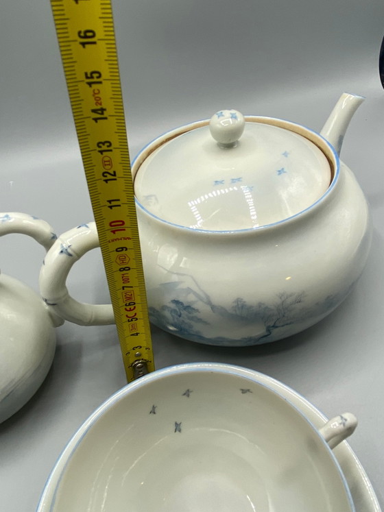 Japans porseleinen theeservies – Blauw en wit landschap – Dai Nippon Meiji-periode – Decoratieve objecten (photo 8 of 10)