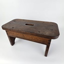 Massief Houten Rechthoekig Krukje / Voetenbankje. Vintage Meubel. Waarschijnlijk Duits.
