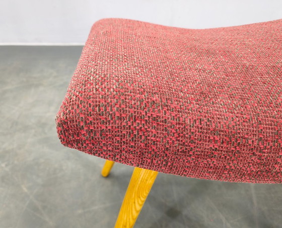 Image 1 of Pair of Mid-Century Maple Stools with Upholstery, Czechoslovakia 1960s