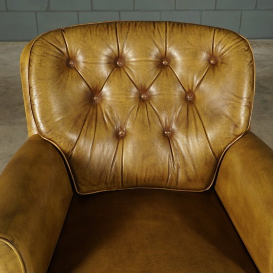 Image 1 of Set di poltrone Chesterfield vintage – pelle verde – anni '70