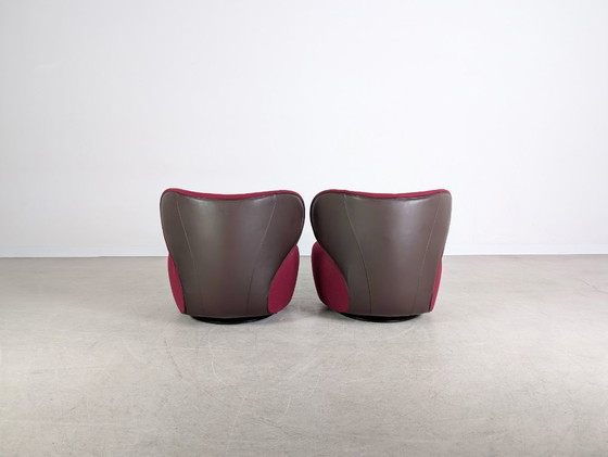 Image 1 of 2 fauteuils Walter Knoll originaux, tissu EOOS, motif violet