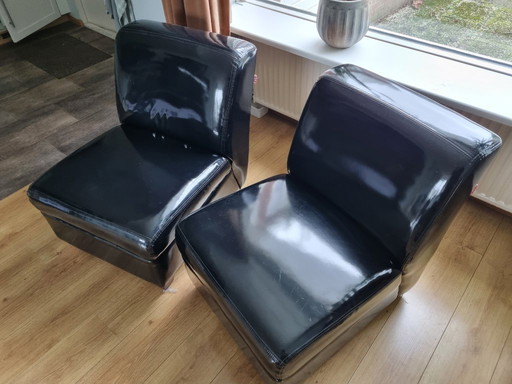 2x poltrona Kuka PVC nero lucido