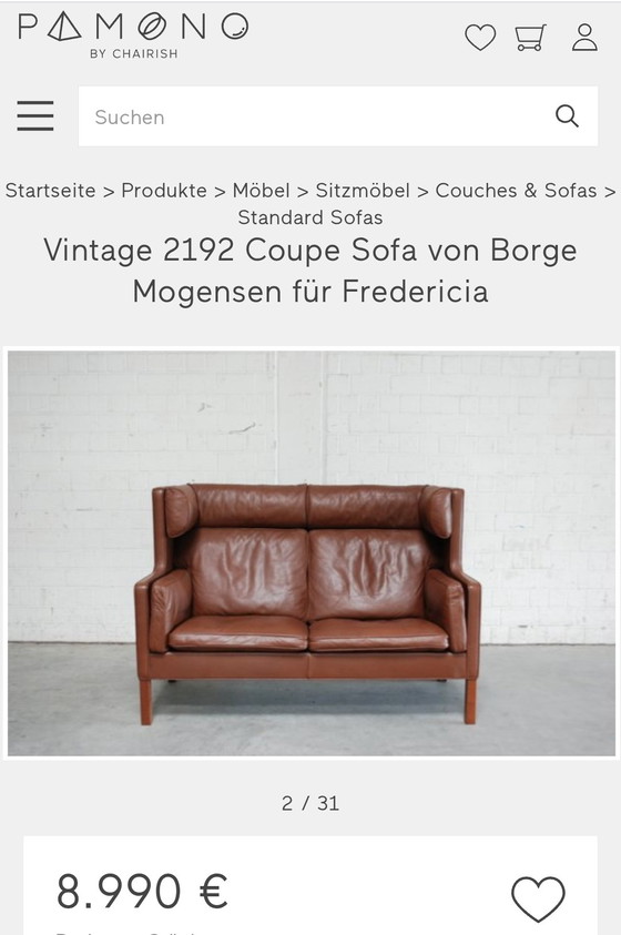 Sofá Børge Mogensen - Modelo Coupé 2292 – Fredericia, Sofás de 2 plazas, Leather, Wood (photo 8 of 9)