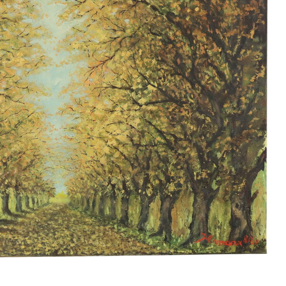 Image 1 of Groot Vintage Schilderij Bomen