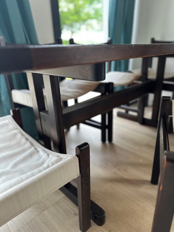 Image 1 of 9pc Brutalist Scandinavian Dining Room Set – Attributed to Westnofa / Norway, 1970s