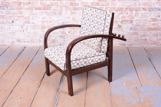Poltrona Art Déco regolabile restaurata, di Thonet, Faggio, Lucidata, Ceca, anni '20, Poltrone, Tessile, Legno (foto 9 di 15)